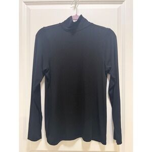Spanx Womens Black Long Sleeve Turtleneck Top Size XL Slim Fit Layering Basic